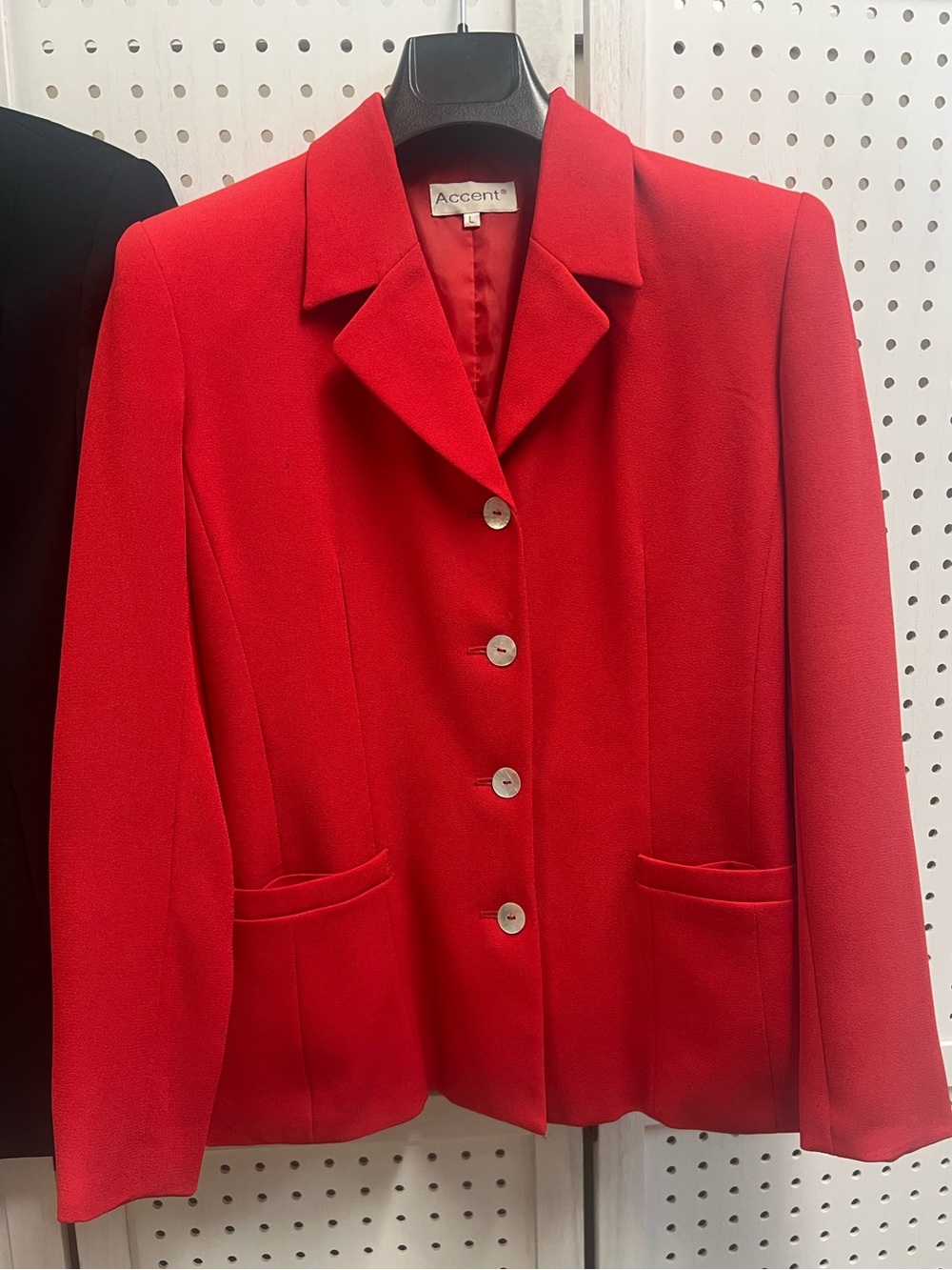 Women's Red Tailored Button-Front Blazer